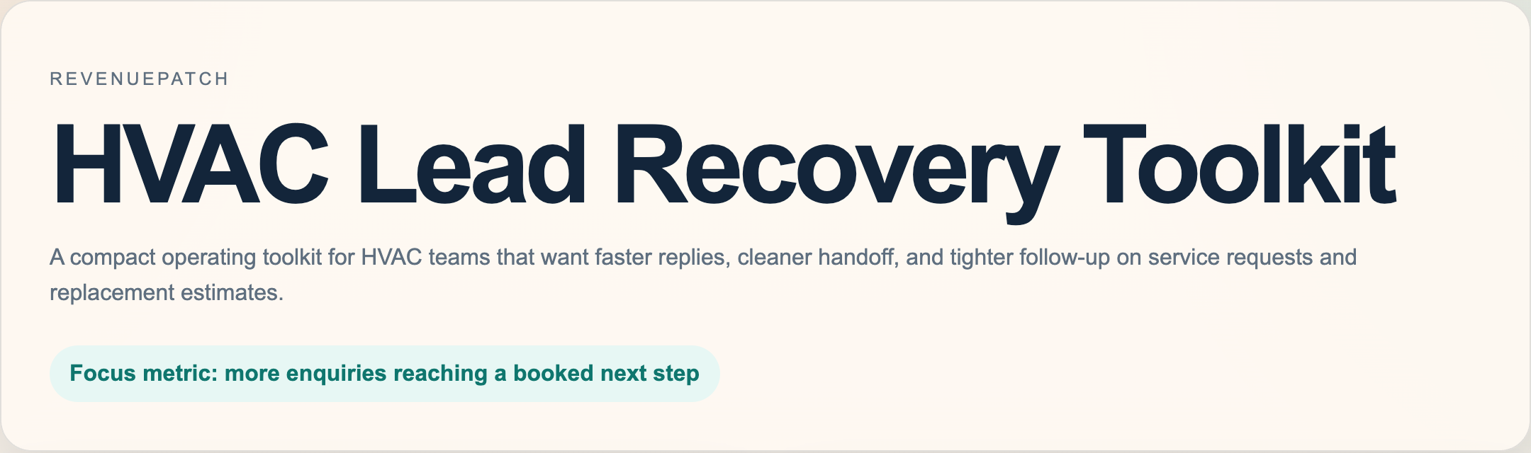 HVAC Lead Recovery Toolkit home screen preview